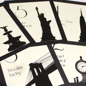 NYC Printed Table Number for Wedding Reception or Parties, Choose from over 70 Landmarks, customize font and colors, arrive ready to use image 2