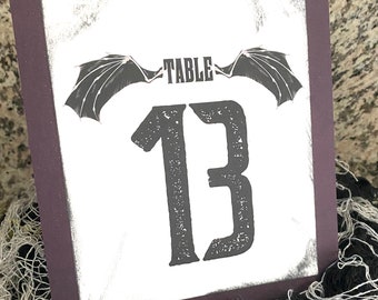 Bat Wing Table Number: Gothic Wedding Fantasy Party Decor