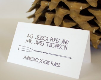 Lake Cabin Printed Place Card for camping or outdoor weddings or events, choose font and color, arrive folded and ready to use, quick ship