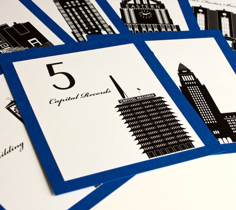 Los Angeles Table Number Wedding Decor Sign Custom Icons Landmar Los Angeles Table Number Wedding Decor Sign Custom Icons Landmar