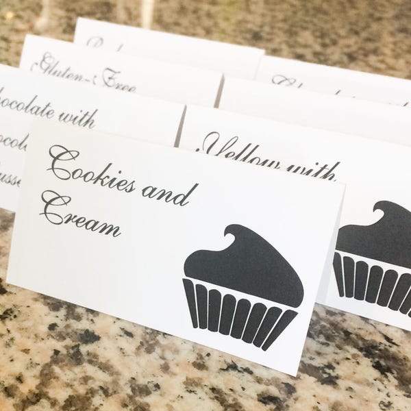 Printed Dessert Bar Signs: Custom Cupcake & Treat Icons, Choose Font and Color