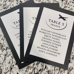 Airplane Travel Guest List Card: Wedding Seating Chart Alternative, Choose Color & Font