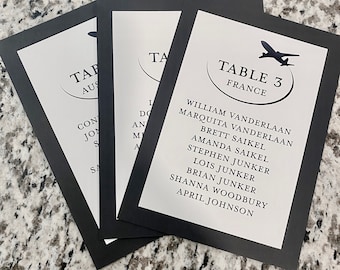 Airplane Travel Guest List Card Wedding Reception Decor Seating Chart Alternative Assignments