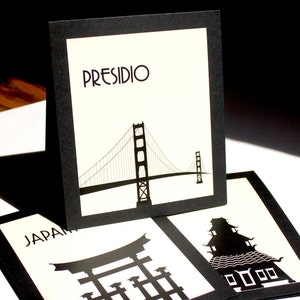 Tarjetas con números de mesa de San Francisco para decoración de bodas o fiestas, elija entre más de 30 lugares emblemáticos, impresos y completamente terminados