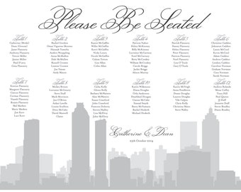 Atlanta Printable Seating Chart for weddings, bar mitzvahs, sent ready to print. Ink color, font, all text custom. Quick turnaround.