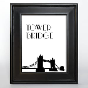 Londen afdrukbare bruiloft tafel nummer receptie decor bord bezienswaardigheid icoon Kies grootte, lettertype, kleur en monument