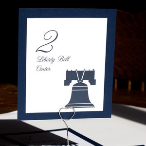 Philadelphia Table Number for Wedding or Party Decor, Choose from over 30 Landmarks, choose paper and ink colors image 2