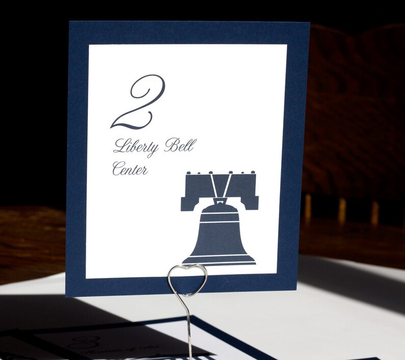 Philadelphia Table Number for Wedding or Party Decor, Choose from over 30 Landmarks, choose paper and ink colors image 2