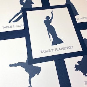Dancers Table Numbers: Custom Wedding, Bat Mitzvah, Party Decor
