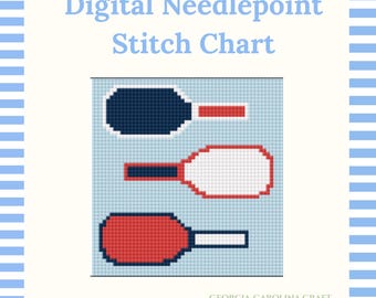 Pickleball Paddle Sticknadel Vorlage | Preppy Sports Kreuzstichmuster Digitaler Download