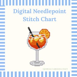 Gráfico de ponto cruz para decoração de coquetel Aperol Spritz | Decoração para carrinho de bar (Download digital)