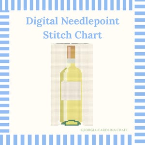 White Wine Needlepoint Pattern | Wine Bottle Cross Stitch Chart | Bar Cart Decor Instant Download