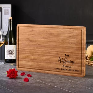 Personalized Bamboo Cutting Board, Engraved Wedding Keepsake