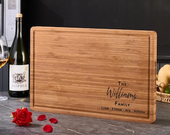 Personalized Bamboo Cutting Board, Engraved Wedding Keepsake