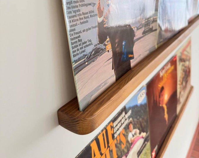 Hardwood Floating Vinyl Record Display Shelf, Album Art