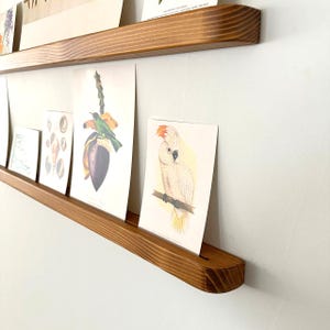 Oval Wooden Picture Ledge – Solid Wood Photo & Postcard Display Shelf – Minimal Wall Decor