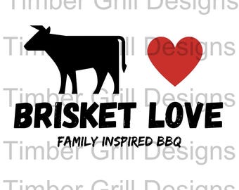 Brisket Love Family BBQ Heart Digital Print