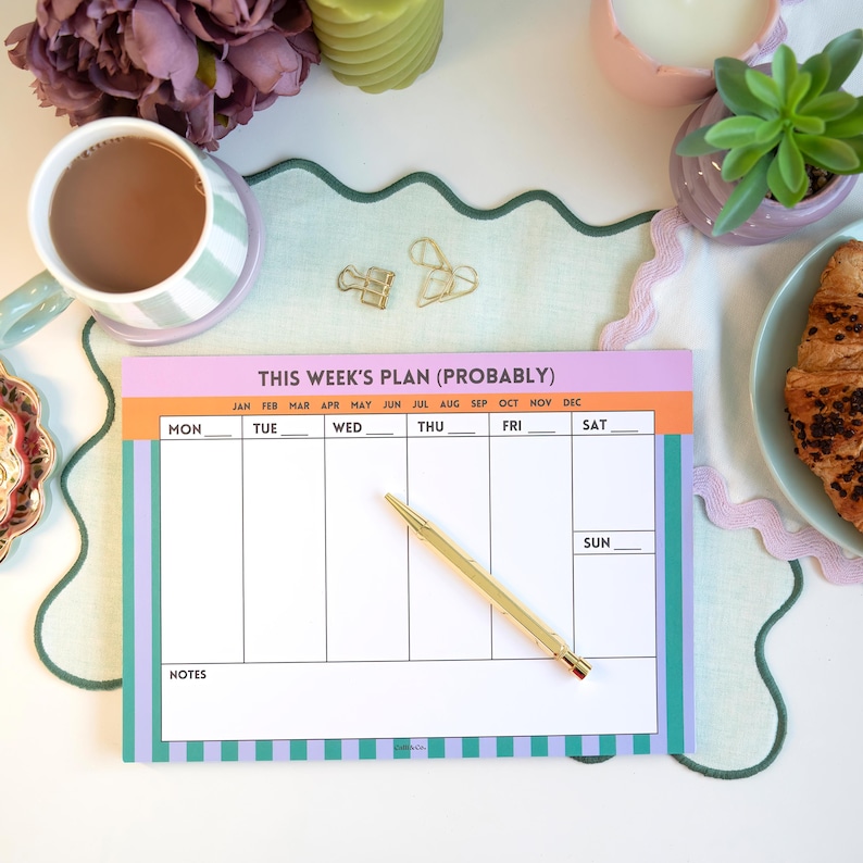 Bright A4 Weekly Planner Pad | Colorful Desk Notepad - Etsy
