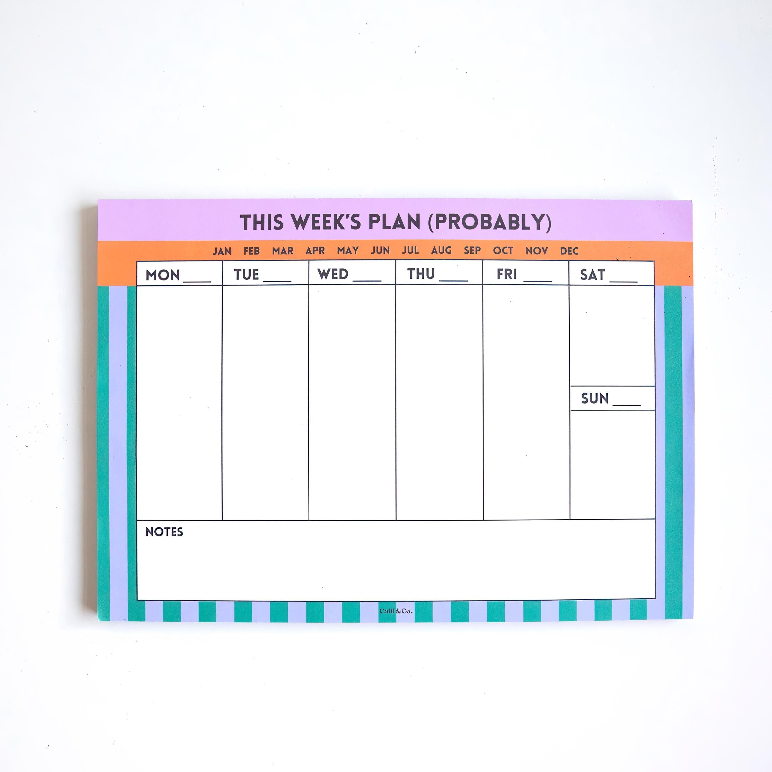 Bright A4 Weekly Planner Pad | Colorful Desk Notepad - Etsy