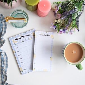 Meal Planner and Shopping List Bundle | A5 DL Notepad Set | Weekly Meal Planner | Grocery List Pad | Magnetic Option | Kitchen Organiser