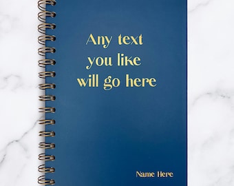 Personalised A5 Any Text You Like Hardback Wirebound Notebook