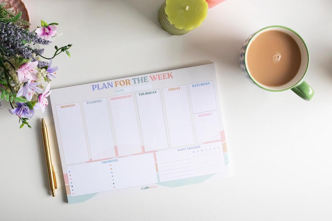 A4 Weekly Planner Pad: Pastel Desk Notepad With Habit Tracker - Etsy