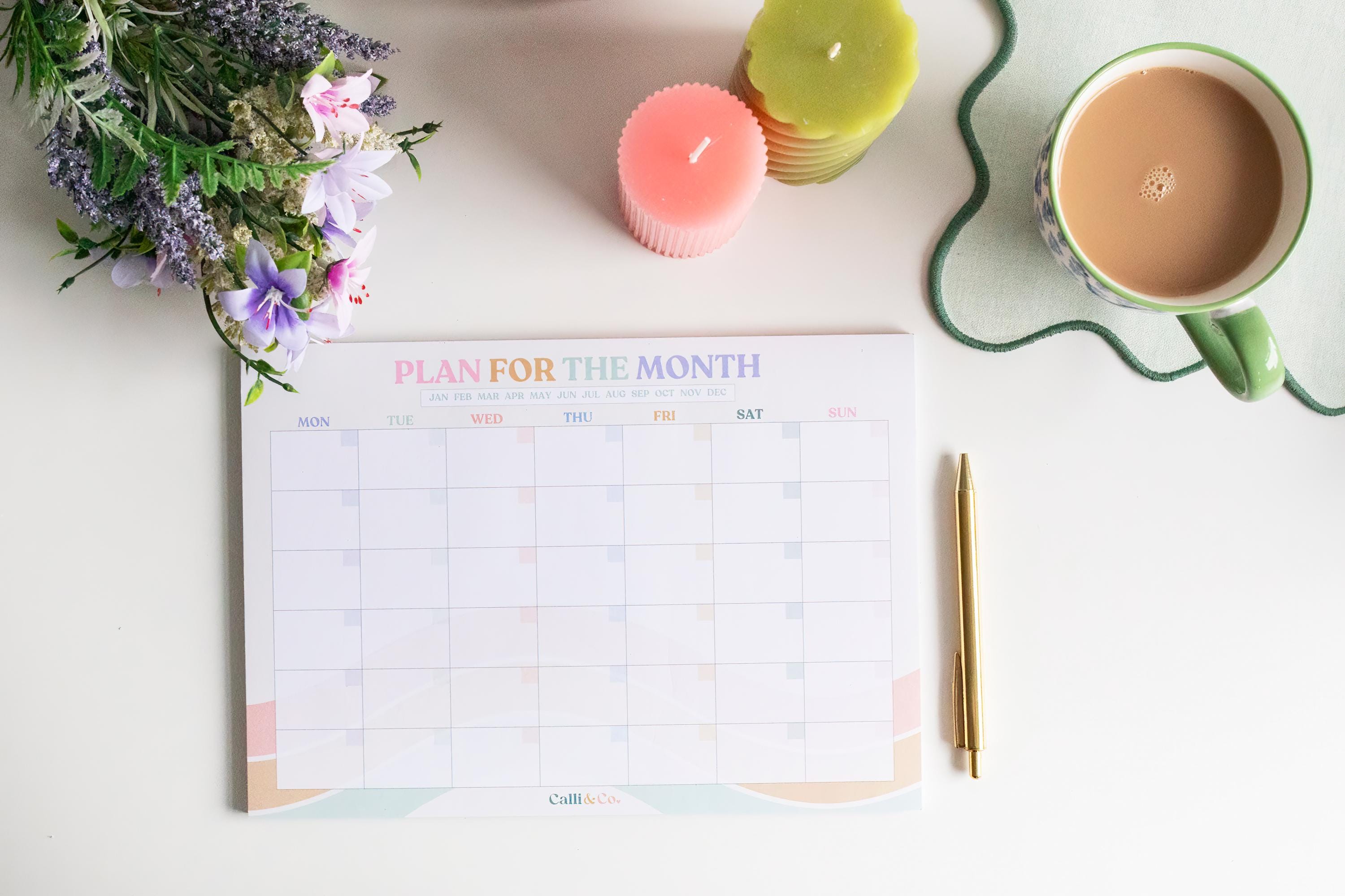 A4 Monthly Planner Pad | Undated Planner | Monthly Notepad | Monthly Planner | To-Do List Desk Pad Planner | WFH Desk Planner
