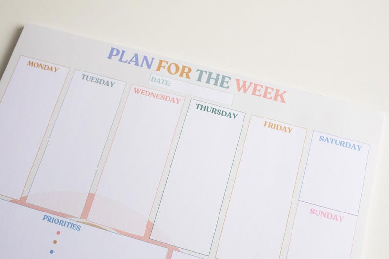 A4 Weekly Planner Pad: Pastel Desk Notepad With Habit Tracker - Etsy ...