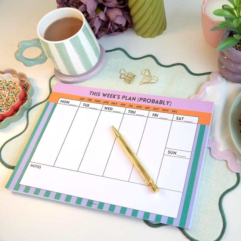Bright A4 Weekly Planner Pad | Colorful Desk Notepad - Etsy