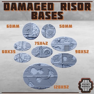 Damaged Risor Round/Oval Bases for Miniatures | Sci-Fi Bases | ABS-like Resin