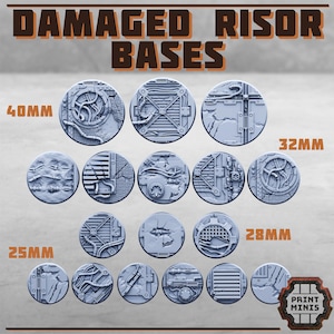 Damaged Round Risor Bases for Miniatures | Sci-Fi Bases | ABS-like Resin