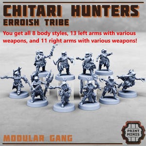 Chitari Hunters - Erroish Tribe  | 28mm Scale | Created by Print Minis | ABS-Like Resin