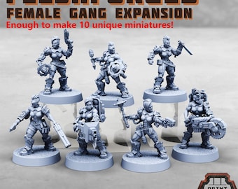 Fleshforged Female Gang Expansion | 3D Printed Miniatures by Print Minis | ABS-Like Resin