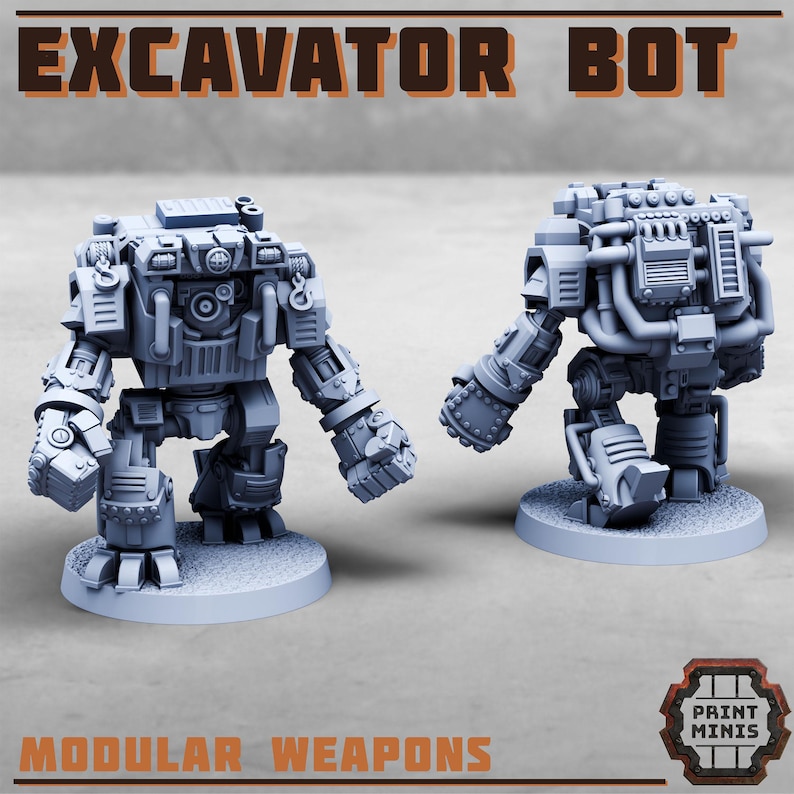 Excavator Bot | 3D Printed Miniatures by Print Minis | Abs-like Resin ...