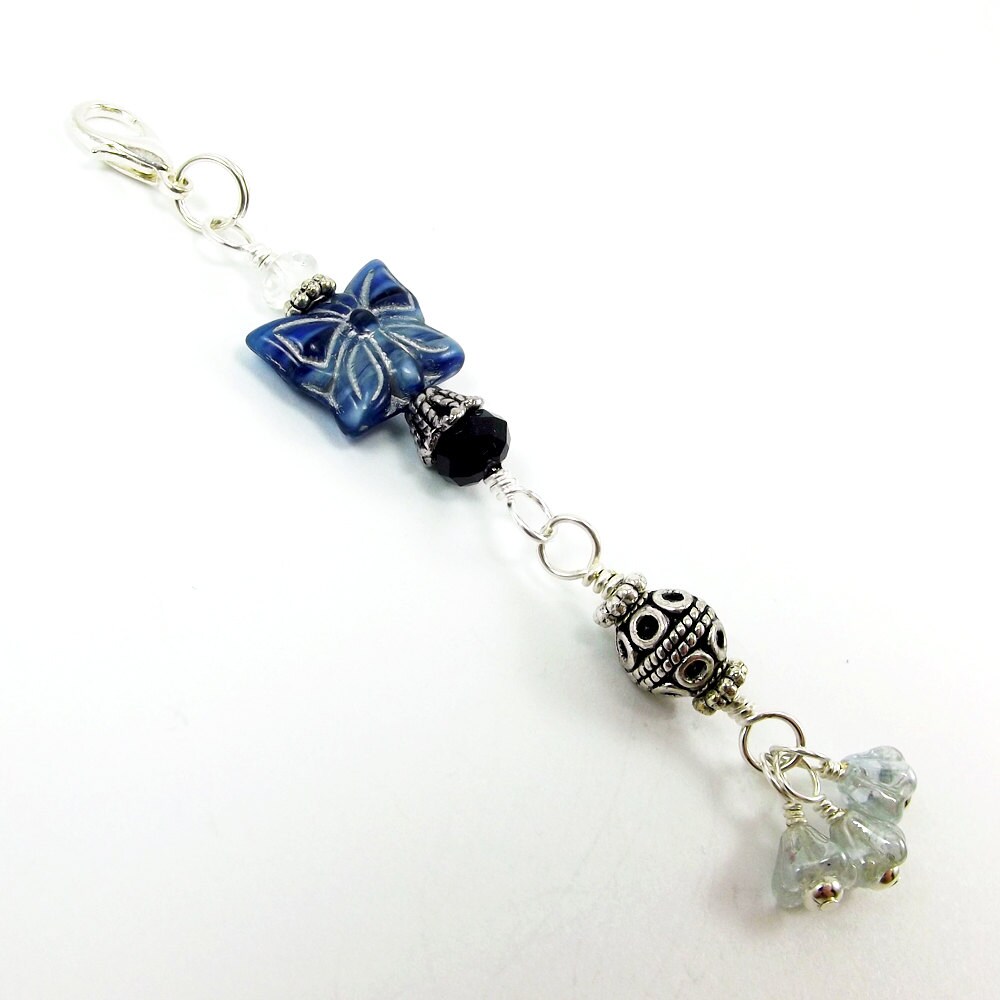 Beaded Zipper Pull Charm Sapphire Blue Butterfly & Light Blue Etsy