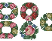 5 small flower wreaths cross stitch pattern for berlin woolwork
