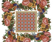 Pillow or carpet with roses vintage cross stitch digital pattern