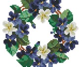 Violets wreath small vintage digital pattern for cross stitch, beadwork or Berlinwork