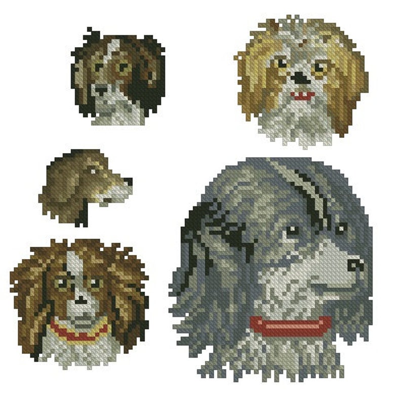 Small dog collection cross stitch and berlin wool work digital pattern