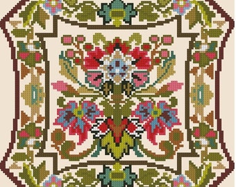 Pillow vintage digital pattern with brief finishing instructions from 1878 for cross stitch or gobelin