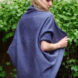 Hand Knit Wool Cocoon Cardigan, Chunky Jacket, Grey Shawl