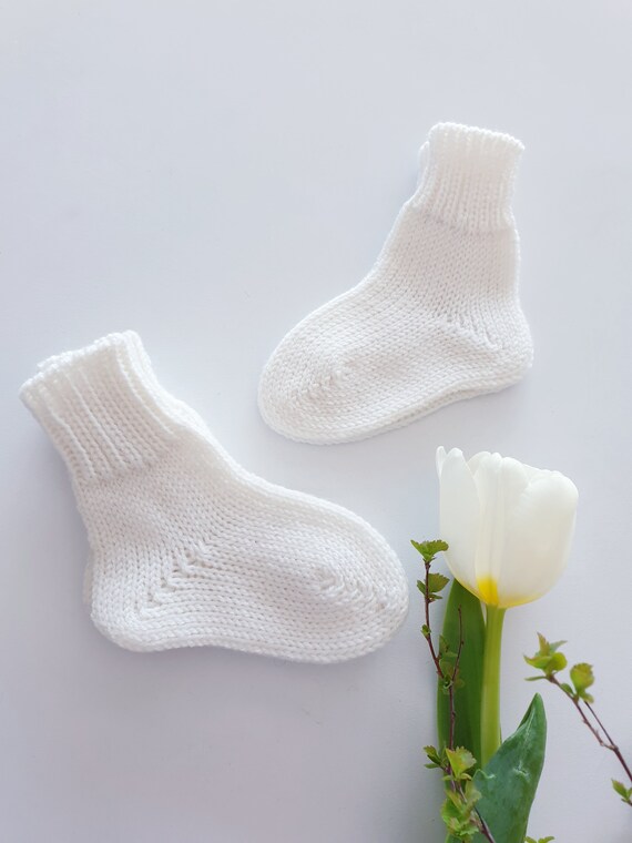 WHITE Merino wool baby socks 4 COLORS Newborn socks for boys Etsy
