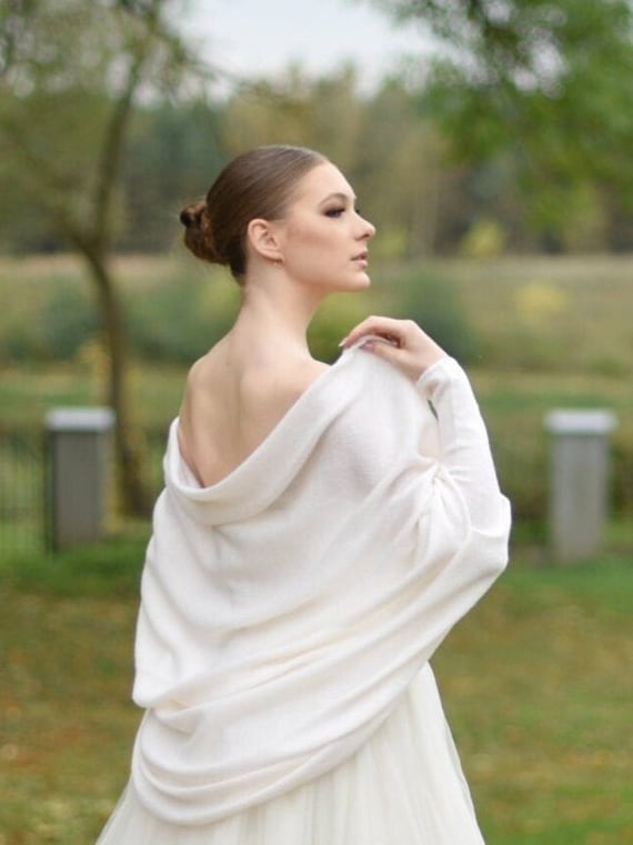 white bridal shawl