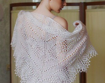 Hand Knitted bridal cover up, Silk and mohair wedding cape, White wedding shawl for bride, Bridal bolere, Wedding cape, Wedding gown