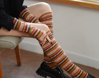Wool Knee High Socks, Machine Washable Leg Warmers