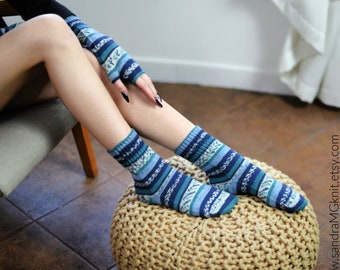 Handmade Wool Knit Socks, Warm Winter Socks for Women
