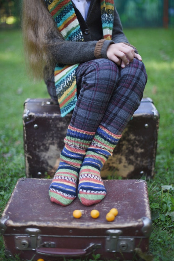 Hand knitted socks women birthday gift Wool socks gift for | Etsy
