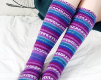 Long knee high wool socks, Christmas gift socks for winter, Toddler wool socks, Knitted wool socks for women and men, Thin boot socks