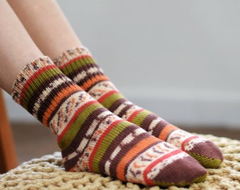 Hand knitted socks Christmas socks Cool socks Wool leg warmers