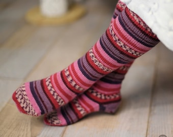 Wool Knit Knee High Socks, Warm Winter Women's Socks